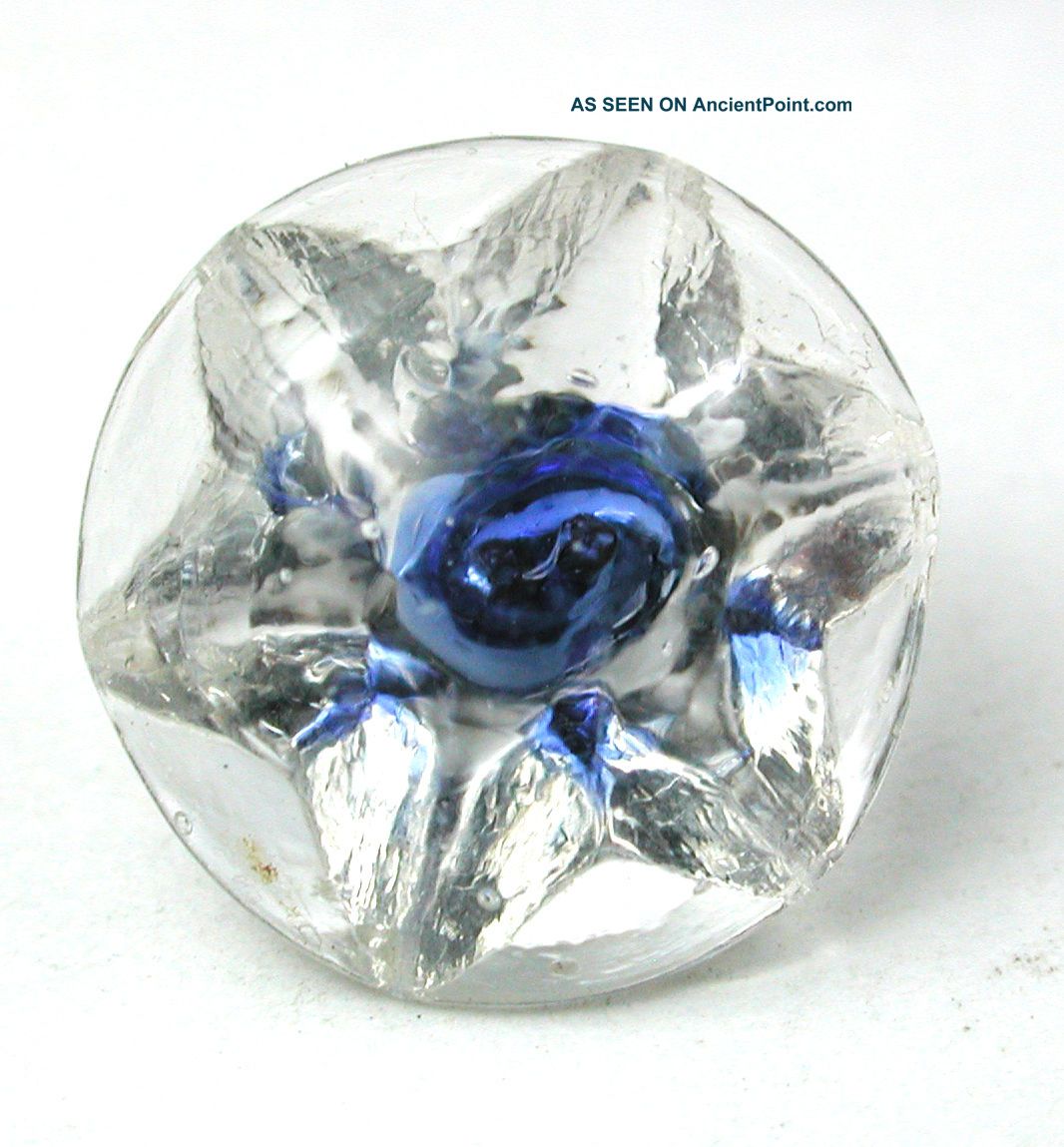 Antique Radiant Glass Button Star Mold W/ Blue Color - 9/16 