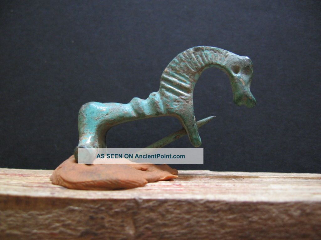 Horse Ancient Celtic Roman Bronze Fibula Of Danubian Horseman Cult 3 - 4 Ct.  Ad. Celtic photo