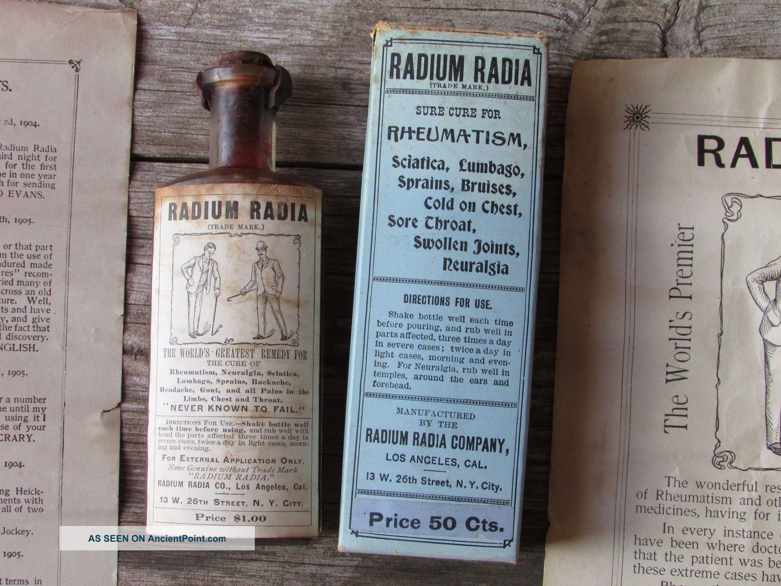 Nos Radium Radia Cure - Contents W/outer Box,  Flyer,  Broadside Quack Medicine photo