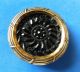 Antique Vtg Lacy Black Glass In Brass Button Buttons photo 2