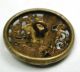 Antique Pierced Brass Button Man Wearing Cross Brandishes A Sword - 11/16 