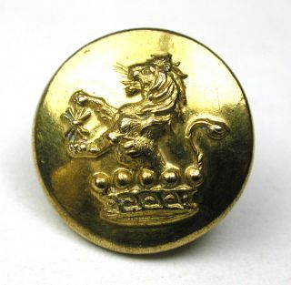 Antique Brass Livery Button - Lion In Crown Image - Firmin - 5/8 