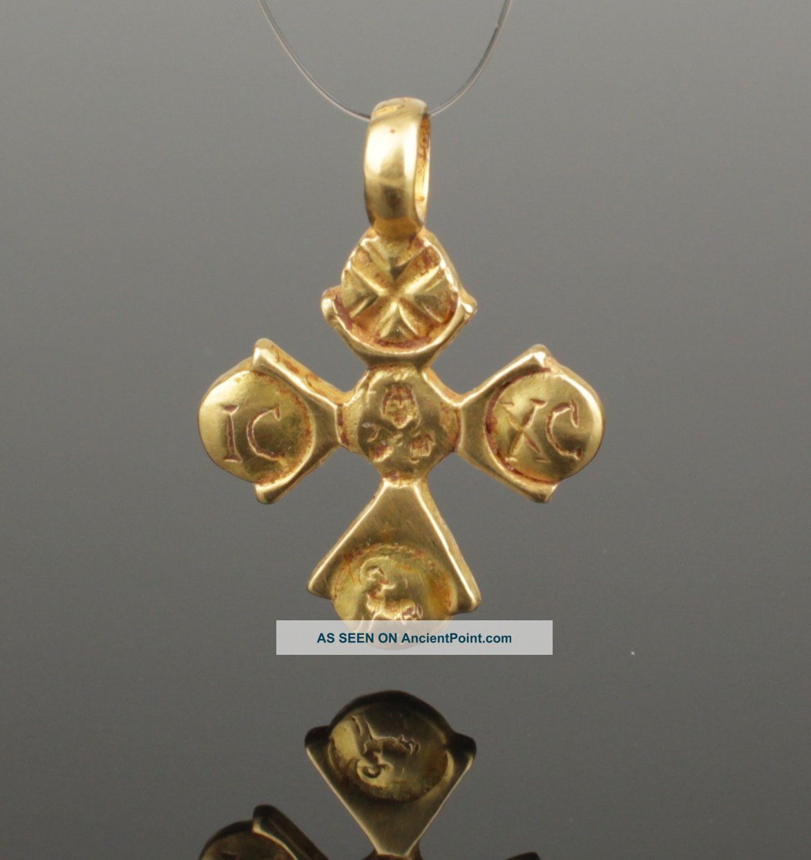 Ancient Byzantine Inscribed Gold Cross - Circa 8th C Ad Byzantine photo