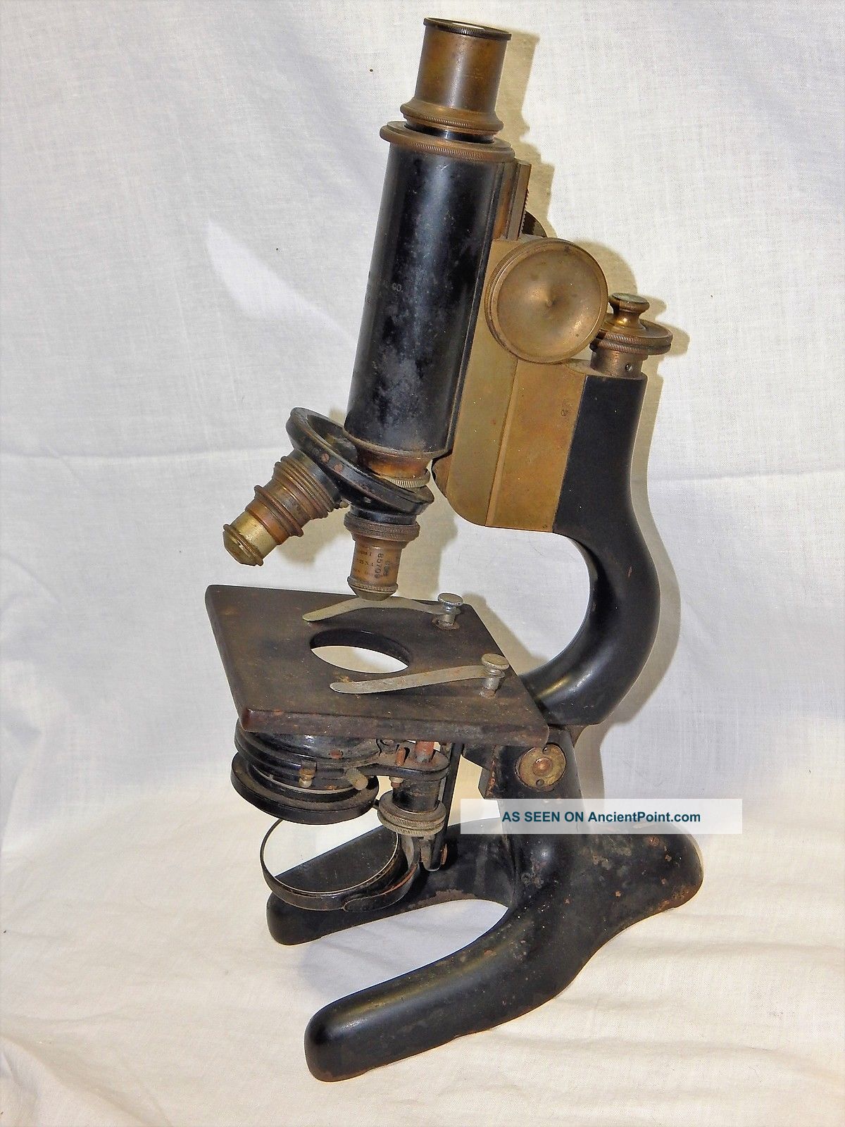 Antique Cast Iron & Brass 1920 ' S Baush Lomb Usn 487 Military Microscope Microscopes & Lab Equipment photo