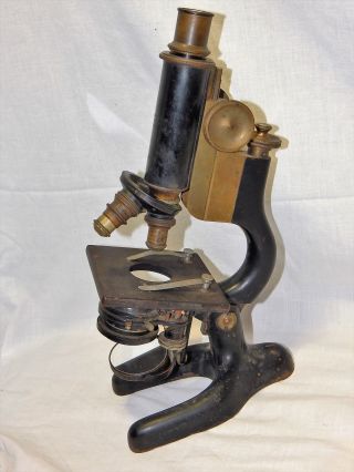 Antique Cast Iron & Brass 1920 ' S Baush Lomb Usn 487 Military Microscope photo