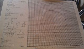 Rare 50 ' S Mid Century School Chair Desk W/ Vectors Graphs Formulas Embedded photo
