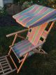 Vintage Fabric & Wood Folding Ship Deck Lawn Chair 100 1940 ' S 2 1900-1950 photo 1