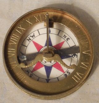 Sun Mfg Solid Brass Compass & Sundial 1 3/4 
