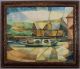 1959 Vintage Mid - Century Modernist Orrie Nordness Sailboat Painting Cubist Style Other Maritime Antiques photo 1