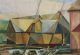1959 Vintage Mid - Century Modernist Orrie Nordness Sailboat Painting Cubist Style Other Maritime Antiques photo 5