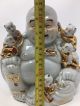 Antique Chinese Old Porcelain Gold Happy Buddha It Marked Asian China Figurines & Statues photo 11