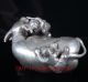Old Silver Copper Hand Carved Statue / Children Playing With Buffalo Bt019 Figurines & Statues photo 6