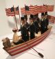 Magnificent Wwii Era Patriotic Red,  White&blue Carved American Folk Art Row Boat Folk Art photo 1