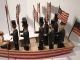 Magnificent Wwii Era Patriotic Red,  White&blue Carved American Folk Art Row Boat Folk Art photo 2