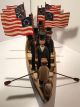 Magnificent Wwii Era Patriotic Red,  White&blue Carved American Folk Art Row Boat Folk Art photo 6