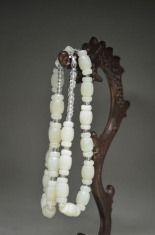 Elegant Chinese Natural Jade Hand Carved Necklace Ss1 photo