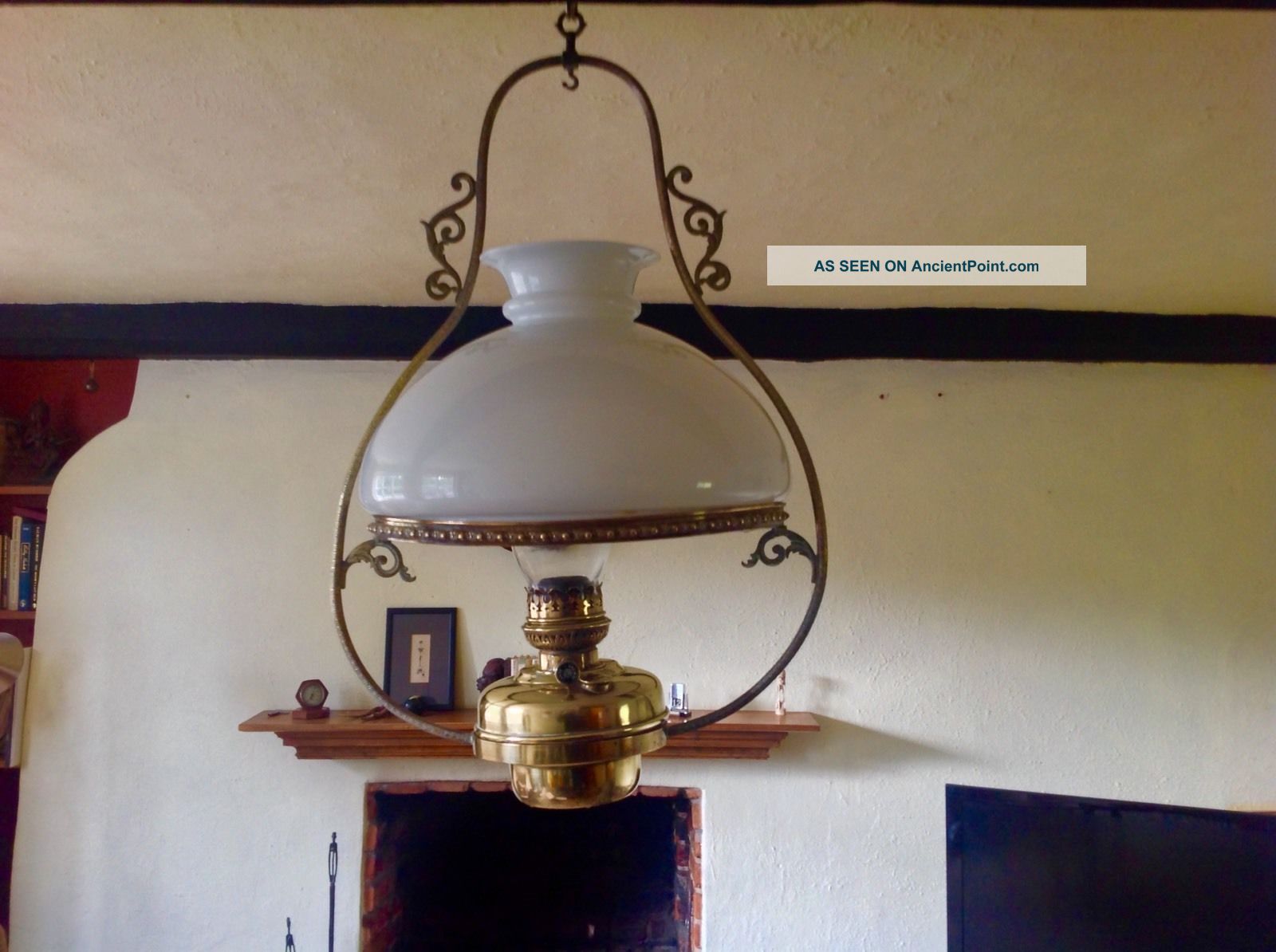 Antique Large Victorian Veritas - Duplex Brass Ceiling Oil Lamp Lamps photo