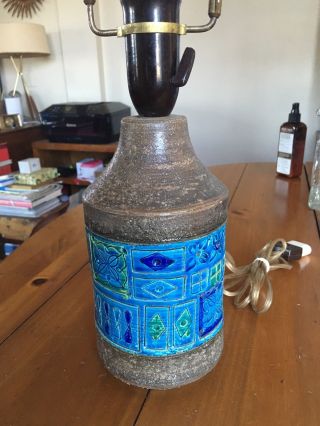 Vtg Bitossi Lamp Mcm Blue Ceramic photo
