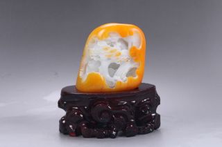 Exquisite 100 Natural Hetian Jade Hand Carved Moutain & Man Statue Y278 photo