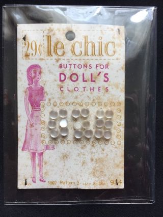 18 Teeny Tiny Antique Le Chic Mop Buttons For Doll ' S Clothes Card 5mm photo