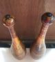 2 Antique Wooden Indian 3lb.  Clubs Exercise Pins Heavy Juggling Circus Weights Primitives photo 1