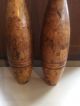 2 Antique Wooden Indian 3lb.  Clubs Exercise Pins Heavy Juggling Circus Weights Primitives photo 3