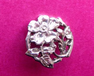 Antique Circa 1900,  English Sterling Silver Button,  Wld Rose By T.  Brothers. photo
