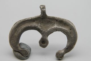 Viking Period Silver Lunar Amulet Scandinavian Norse Crescent Pendant 800 - 1100ad photo