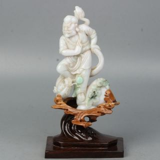 China Exquisite Hand - Carved Dragon Lohan Carving Jadeite Jade Statue photo