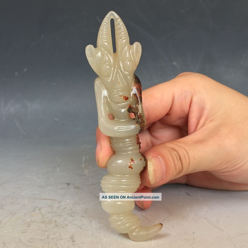 China Exquisite Hand - Carved Ancient Myt People Carving Hetian Jade Statue Figurines & Statues photo