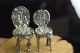 2 Unusual 1.  75 - 2 Inch Doll House To Silver Palace Small Ornate Side Chairs Miniatures photo 5