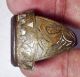 Ancient King Hunter Lapis Intaglio & Deer Bronze Ring 7 Size Near Eastern photo 3