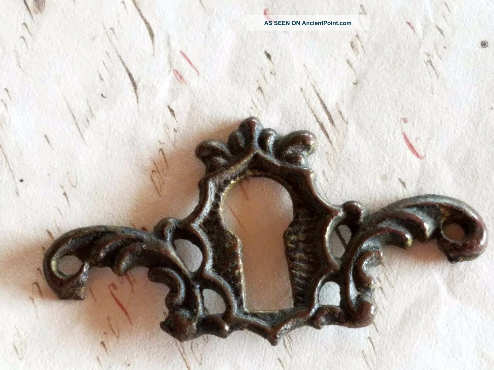 Antique Victorian Brass Keyhole Escutcheon Hardware Antique Dresser Keyhole Escutcheons & Key Hole Covers photo