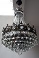 Antique French Basket Style Brass & Crystals Large Chandelier From 1950 ' S Chandeliers, Fixtures, Sconces photo 3