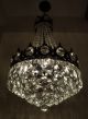 Antique French Basket Style Brass & Crystals Large Chandelier From 1950 ' S Chandeliers, Fixtures, Sconces photo 4