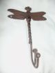 Lg Vintage Style Heavy Cast Iron Firefly Dragonfly Hook Rustic Finish 7 