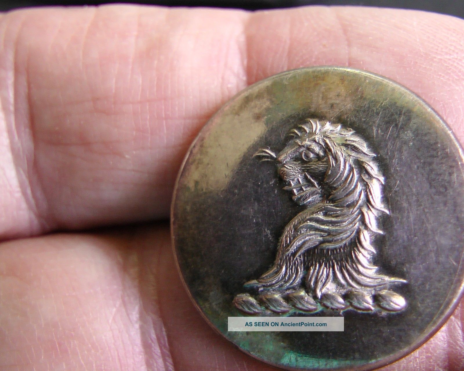 Mystery Livery Button 6 Fuzzy Demi Lion Firmin 1880 - 1904 Silver 25mm Buttons photo