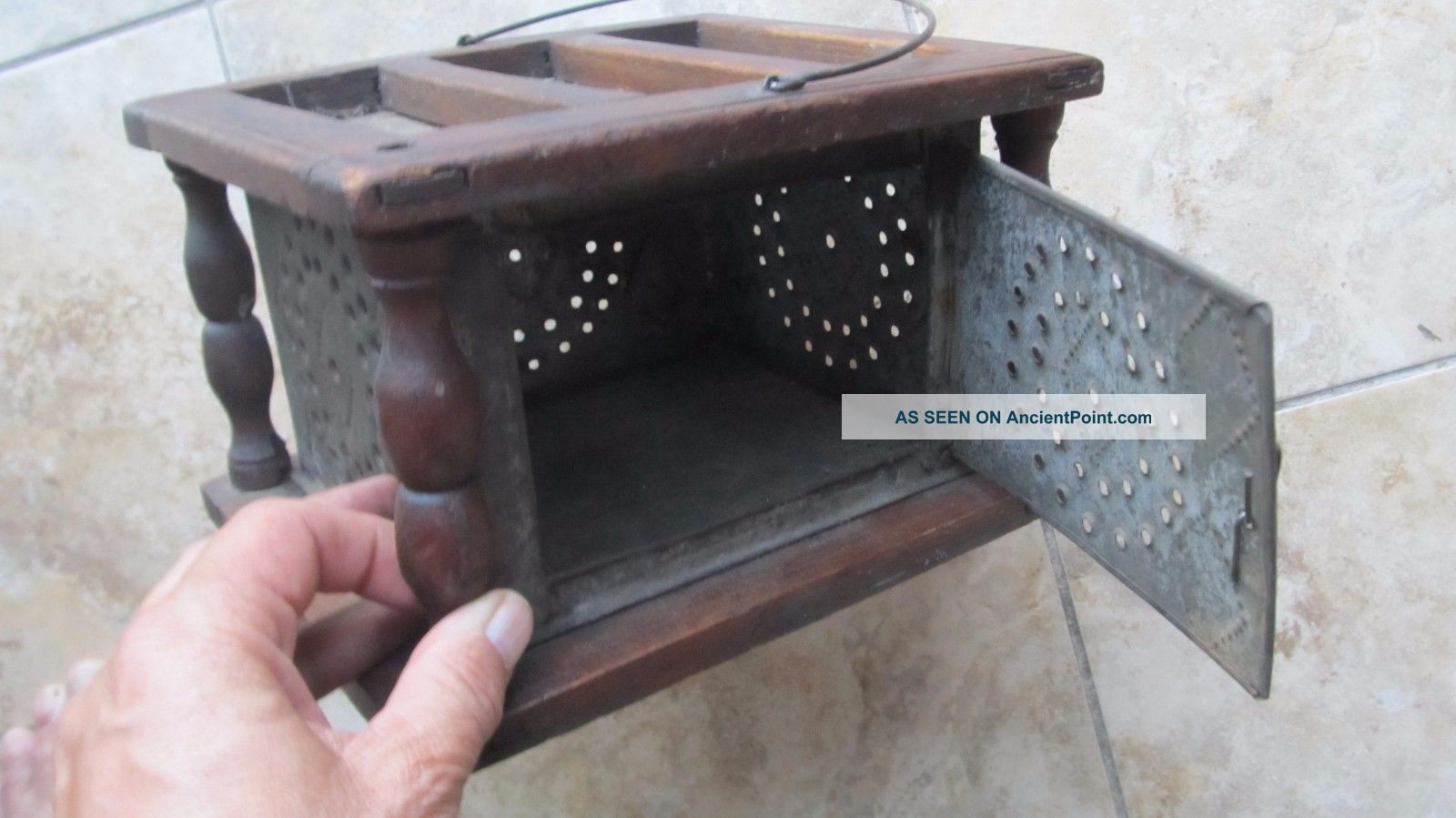 Antique 1820 Hand Made Punched Tin Foot Warmer,  Folk Art,  Americana,  Church Primitives photo