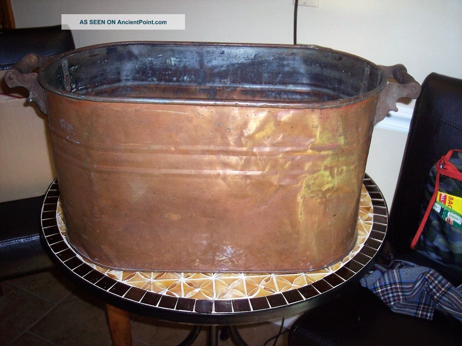 Antique Copper Wash Tub Hearth Ware photo