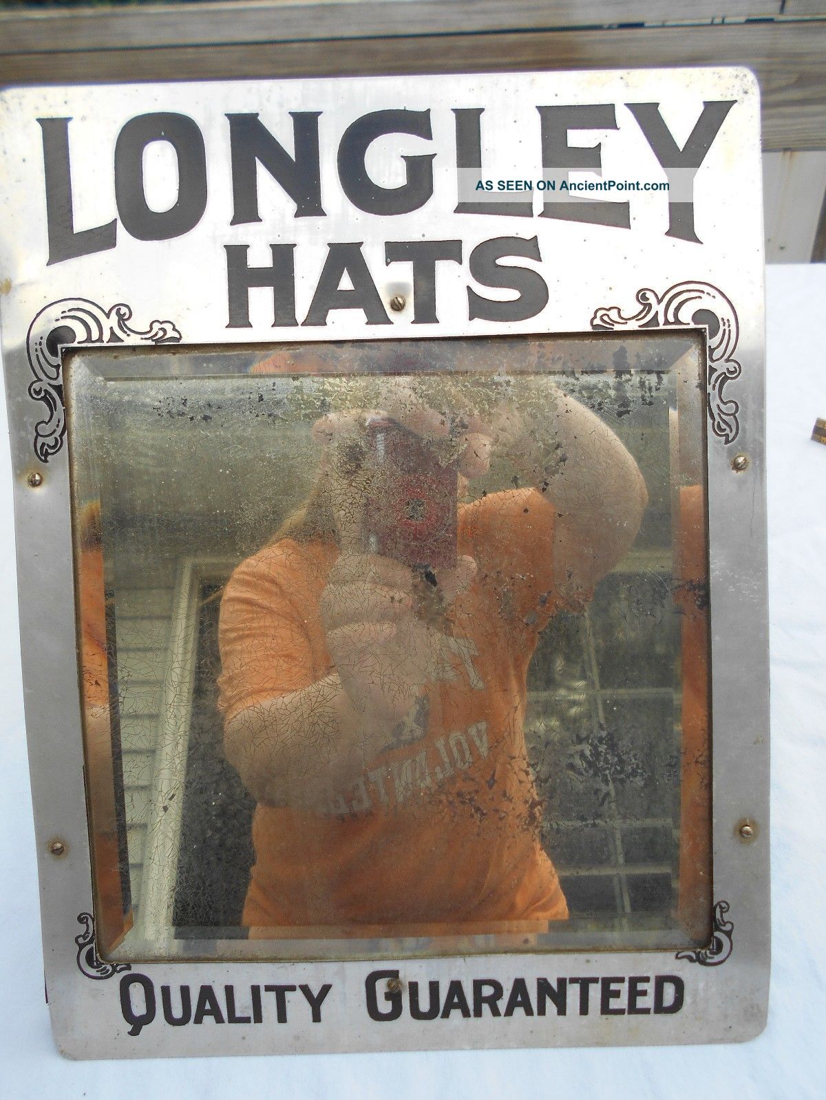 Longley Hats Antique Mirror Display Advertisement Drug Store Display Other Mercantile Antiques photo