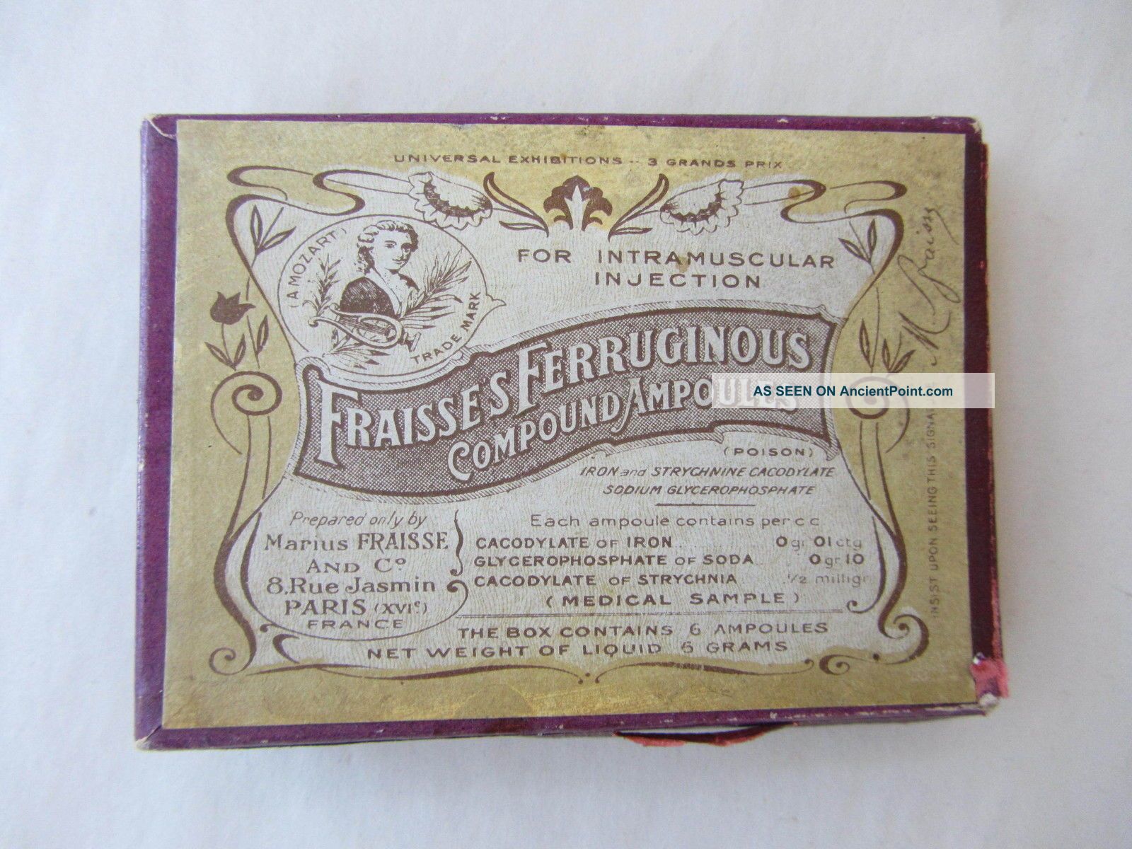 1800s Marius Fraisses Ferruginous Compound Ampules Paris Injectable Poison Full Bottles & Jars photo