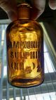 Antique Ammonium Sulphide 125ml Honey Amber Reagent Chemical Lab Ground Example Bottles & Jars photo 2