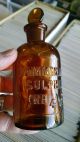 Antique Ammonium Sulphide 125ml Honey Amber Reagent Chemical Lab Ground Example Bottles & Jars photo 3