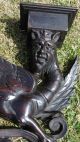Stunning 19thc Gothic Mahogany Winged Half Man/beast Carved Pediment Rt Facing Other Antique Woodenware photo 9