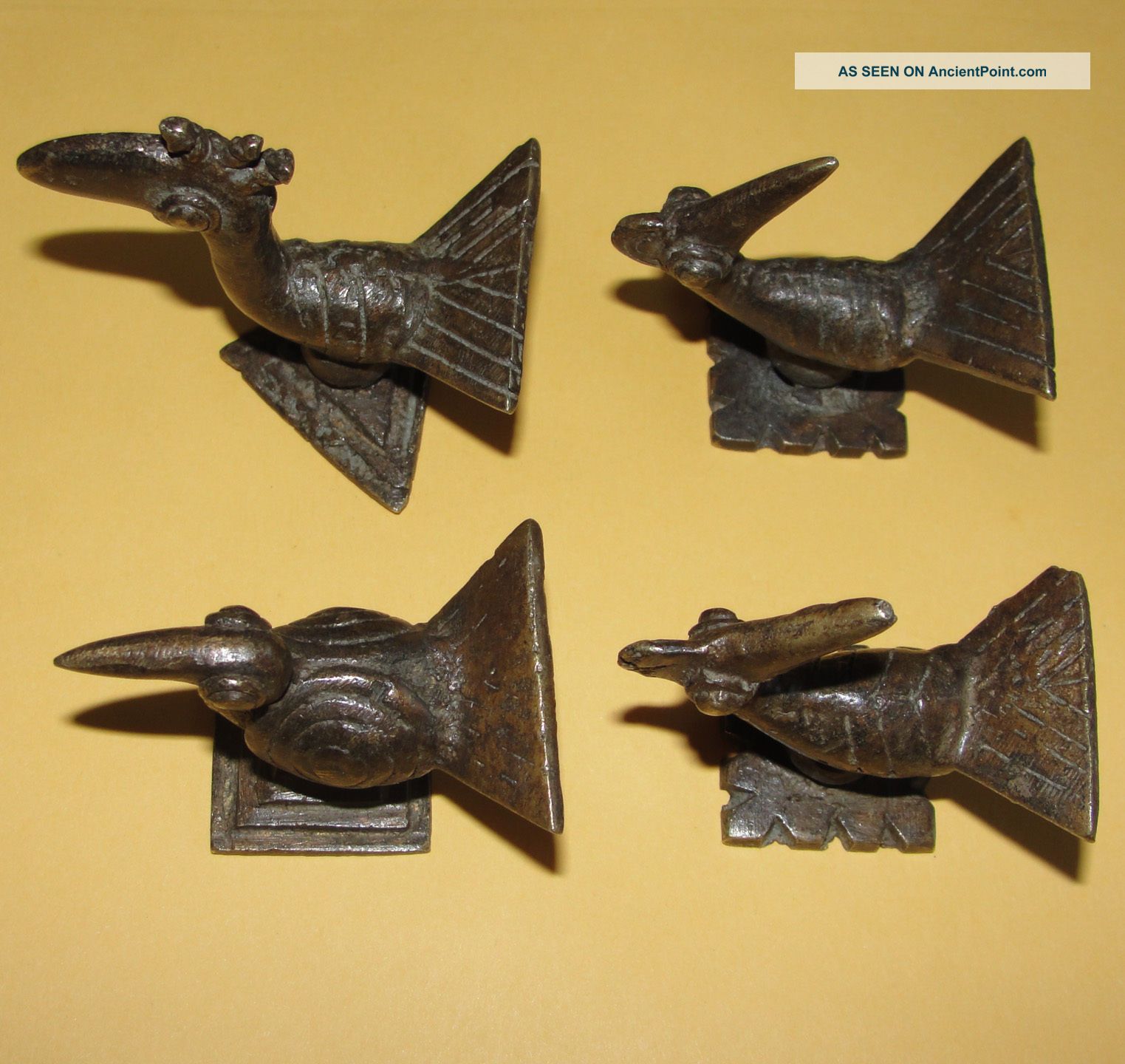 African Bronze Sankofa Bird Chicken Statue Goldweight Akan Ashanti Lobi Gan Faso Sculptures & Statues photo
