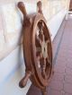 C.  1970 ' S Solid Mahogany & Brass Six Handled Ship ' S Wheel Vintage Maritime Ship Other Maritime Antiques photo 1
