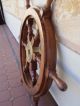 C.  1970 ' S Solid Mahogany & Brass Six Handled Ship ' S Wheel Vintage Maritime Ship Other Maritime Antiques photo 2