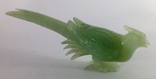 Antique Chinese Old Green Jade Hand Carved Bird Sculpture photo