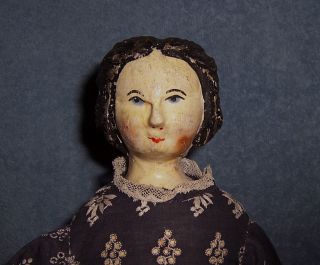 Antique Primitive Wood Cloth Doll Wooden Head - Shoulder Plate,  Bottom,  Legs,  Arms photo