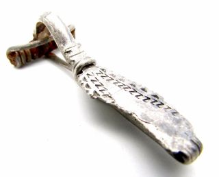 Roman Silver Decorated Bow Brooch/fibula - Rare Ancient Historic Artifact - G810 photo